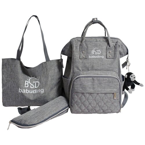 Сумка для мам, рюкзак женский, набор из 3 предметов, светло-серый
