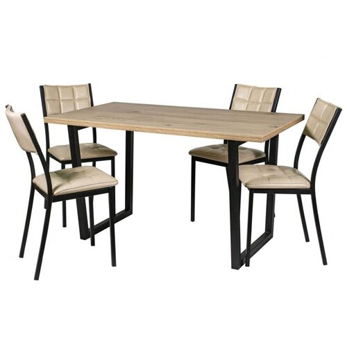 Обеденная группа (Стол Патика и 4 стула Дункан), кожзам Линкольн беж