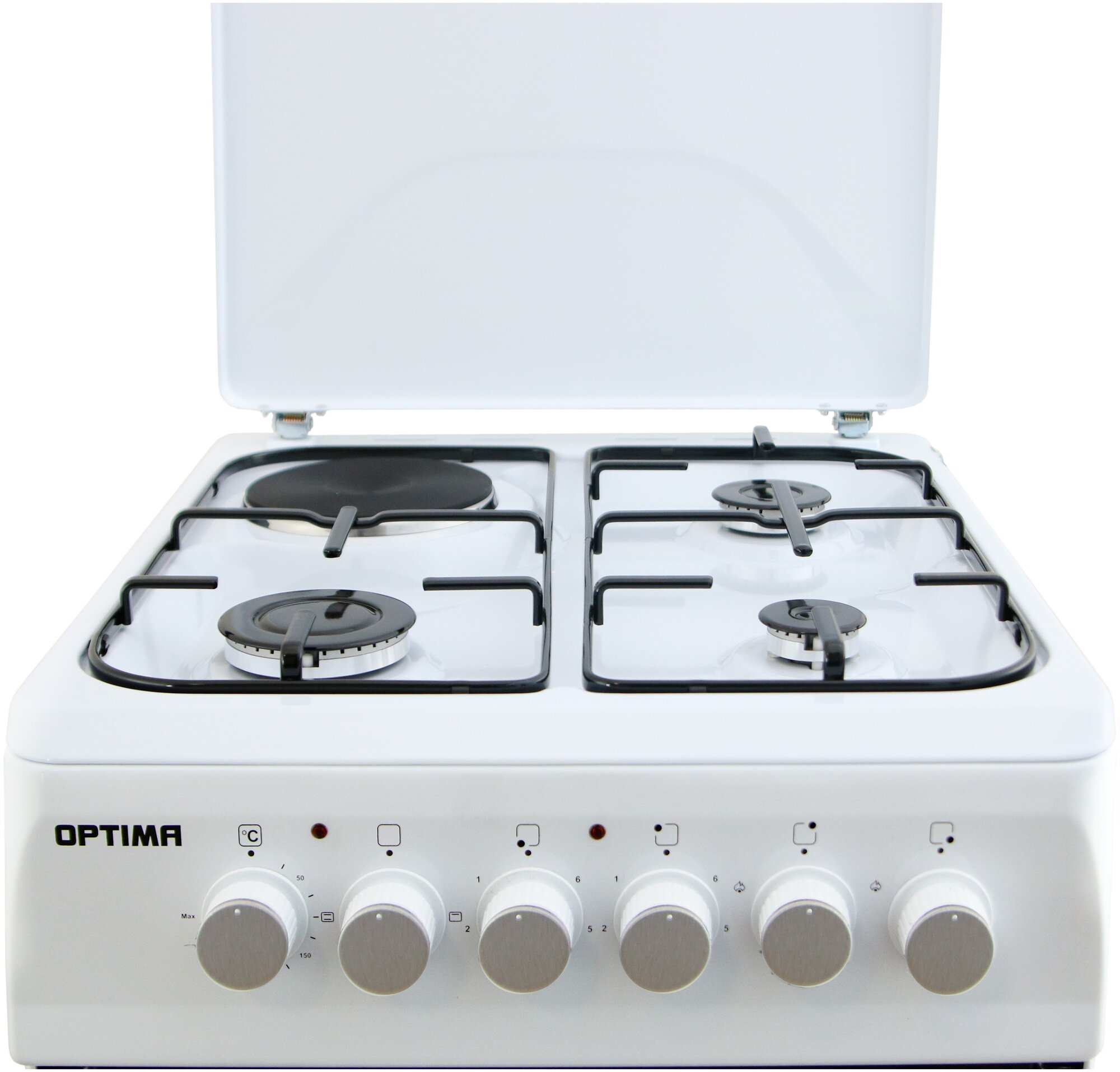 Плита комбинированная OPTIMA CS-5631 (стац., 3 газ./1 эл. конфорки, эл. духовка, 50х60) - фотография № 3