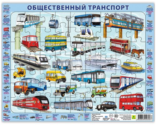 Общественный транспорт. Детский пазл на подложке(36х28 см, 63 эл.)