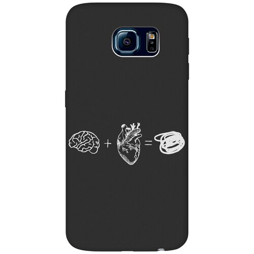 Матовый Soft Touch силиконовый чехол на Samsung Galaxy S6, Самсунг С6 с 3D принтом Brain Plus Heart W черный матовый soft touch силиконовый чехол на samsung galaxy s6 самсунг с6 с 3d принтом cut it w черный