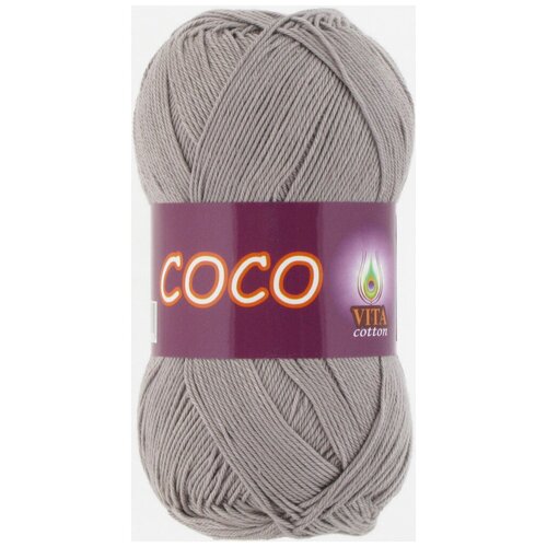 Пряжа хлопковая Vita Cotton Coco (Вита Коко) - 2 мотка, 4333 серый, 100% мерсеризованный хлопок 240м/50г