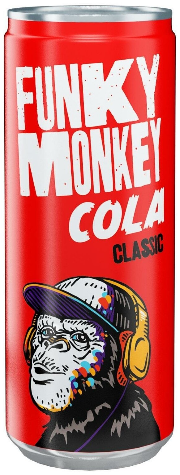 Газированный напиток FUNKY MONKEY Cola Classic 0,33 л. х 12 шт. ж/б