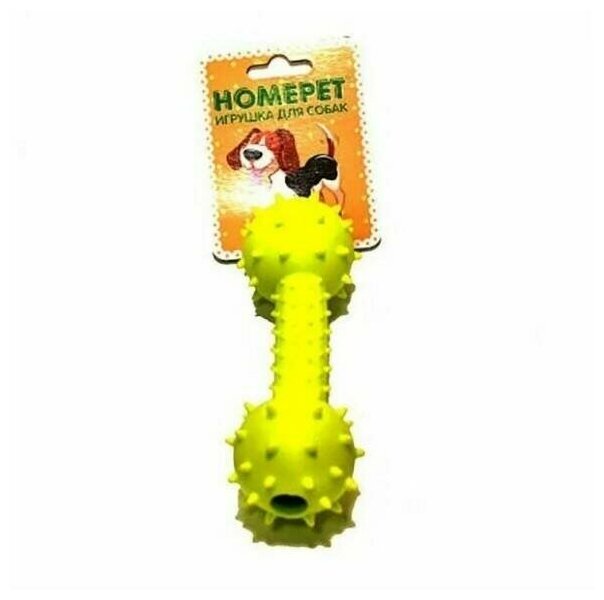 HOMEPET TPR 14 см игрушка для собак гантель с шипами и колокольчиком