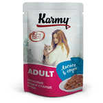 корм для кошек Karmy Adult, лосось 80 г (кусочки в соусе) - изображение