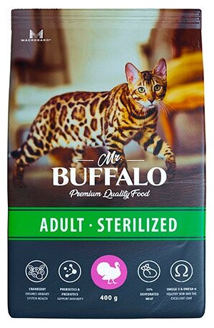 Сухой корм для кошек Mr.Buffalo STERILIZED индейка 0,4кг - фотография № 5