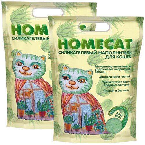 HOMECAT алоэ вера наполнитель силикагелевый для туалета кошек (7,6 + 7,6 л) homecat морозная свежесть наполнитель силикагелевый для туалета кошек 12 5 12 5 л