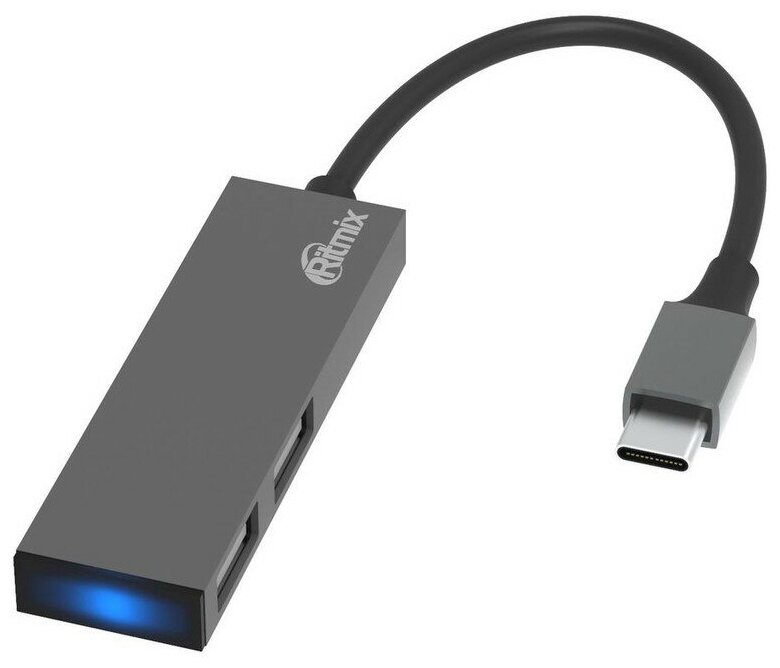 Разветвитель USB-C Ritmix CR -4201 хаб - концентратор 2 порта USB2.0.металл