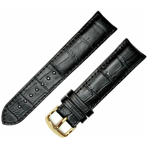 фото Ремешок 2208-02-1-1 дп kroko черный объемный длинный кожаный ремень для наручных часов из натуральной кожи 22 мм матовый крокодил ardi