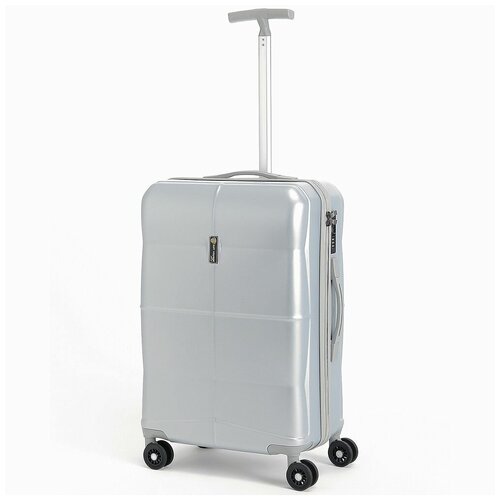 Чемодан поликарбонат SunVoyage Elit серебро структура (M+) 68х45х27 см/70 л/3.6 кг