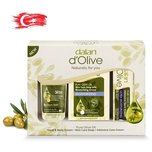 Dalan d'Olive Подарочный набор 195 (Твердое мыло 100гр + Крем для рук 75мл + Крем для рук 20 мл)