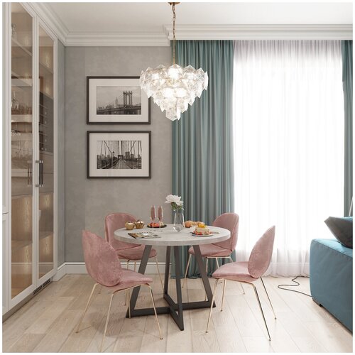 Обеденный стол домус Диннер-1 бетон серый/металл черный (80х80 см)