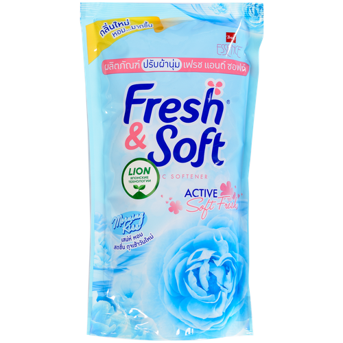 LION THAILAND Fresh&Soft Кондиционер для белья парфюмированный Утренний Поцелуй 600 мл сменный блок