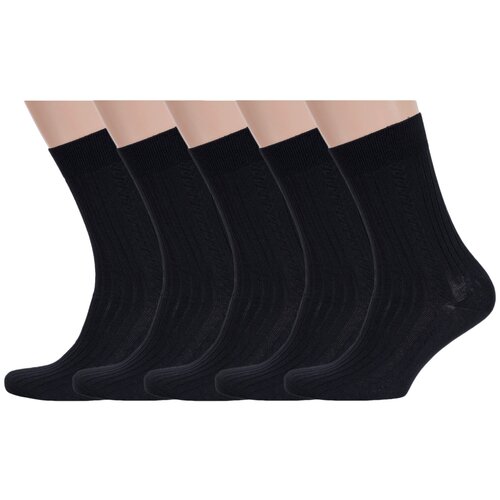 Комплект из 5 пар мужских носков RuSocks (Орудьевский трикотаж) рис. 02, черные, размер 29 (44-45)