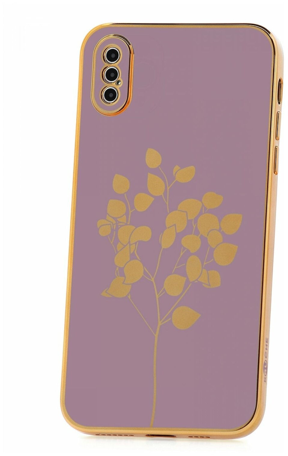 Чехол для Apple iPhone XS Max Kruche Plating Shell purple, силиконовая глянцевая накладка с рисунком, противоударный бампер на Айфон с защитой камеры
