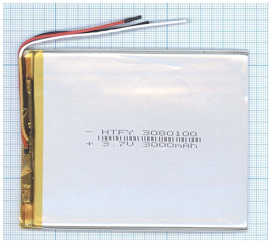 Аккумулятор Li-Pol (батарея) 3*80*100мм 3pin 3.7V/3000mAh