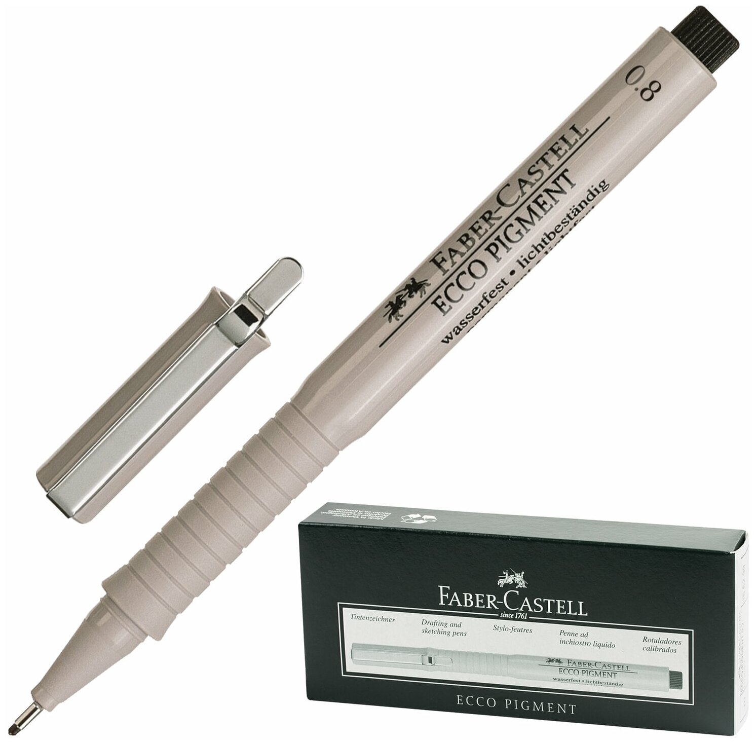 Ручка капиллярная Faber-Castell Ecco Pigment 0,8 мм, черная (Faber-Castell 166899)