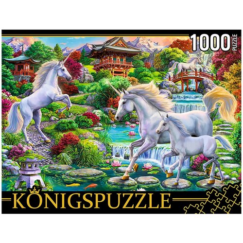 Пазл Konigspuzzle 1000 деталей: Единороги и пагоды