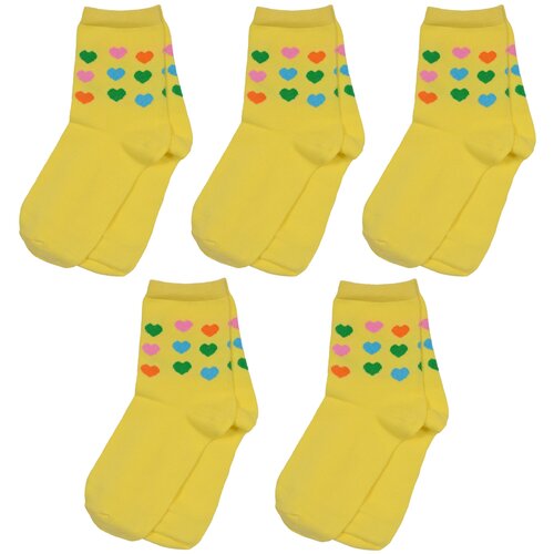 Комплект из 5 пар детских носков ХОХ желтые, размер 14-16