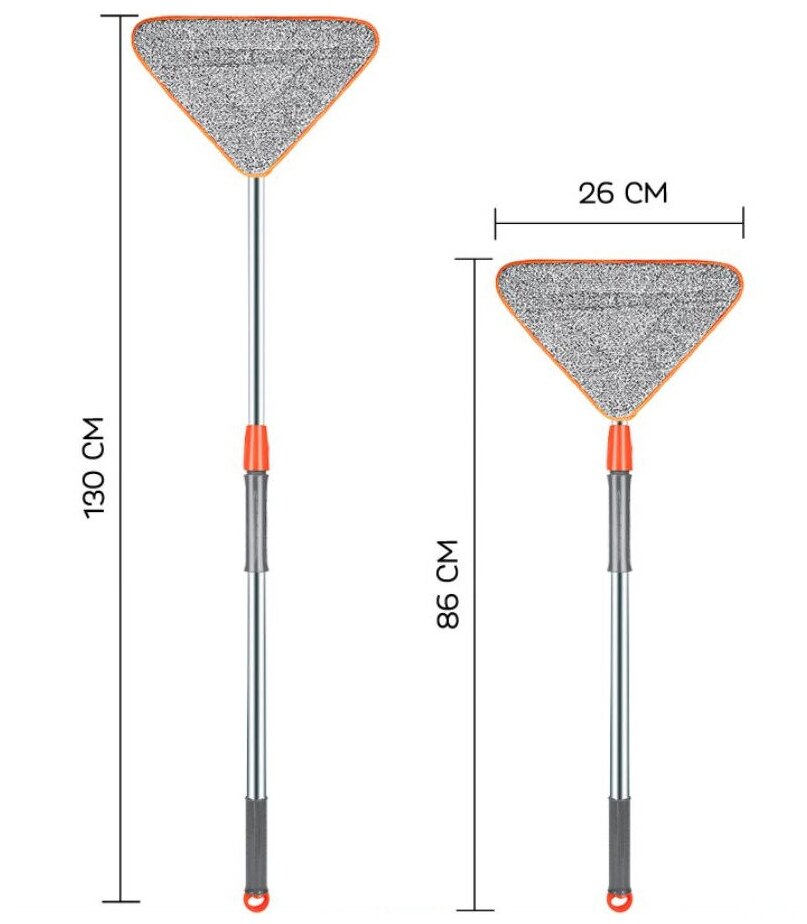 Швабра треугольная универсальная, серо-оранжевая / Швабра многофункциональная для мытья пола, окон, зеркал - фотография № 2