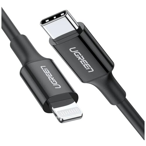Кабель UGREEN USB-C to Lightning Cable M/M Nickel Plating ABS Shell 1m US171 (Black) (60751) кабель ugreen usb c lightning резиновое покрытие цвет черный 2 м 60752