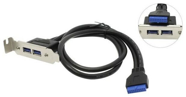 Планка (bracket) портов в корпус – 2 порта USB 30 низпрофильная (low profile) Espada модель: EBRT-2USB3LOW