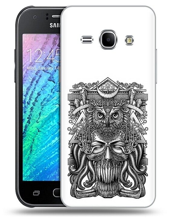 Чехол задняя-панель-накладка-бампер MyPads зубастая сова для Samsung Galaxy J1 (2015) SM-J100H/F/DuoS противоударный