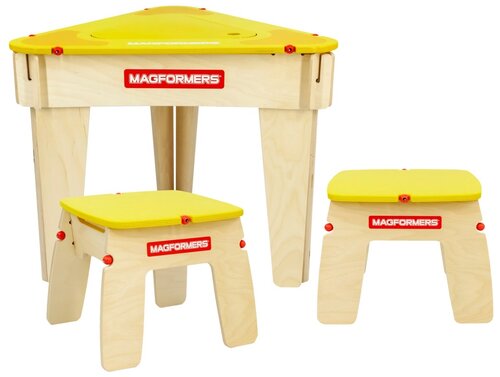 MAGFORMERS стол + 2 стула 62002 / 62003 желтый