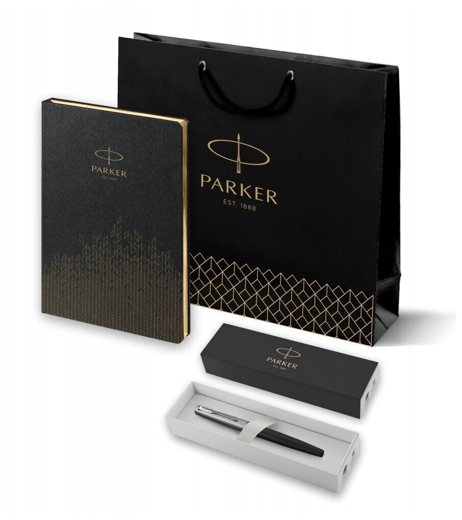 Подарочный набор: Перьевая ручка Parker Jotter Core 2018 Bond Street Black CT и Ежедневник недатированный, чёрный