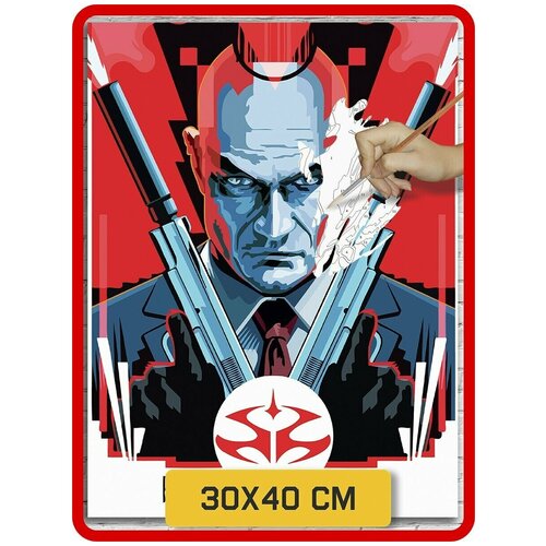 Картина по номерам на холсте игра Hitman (Агент 47) - 8621 В 30x40