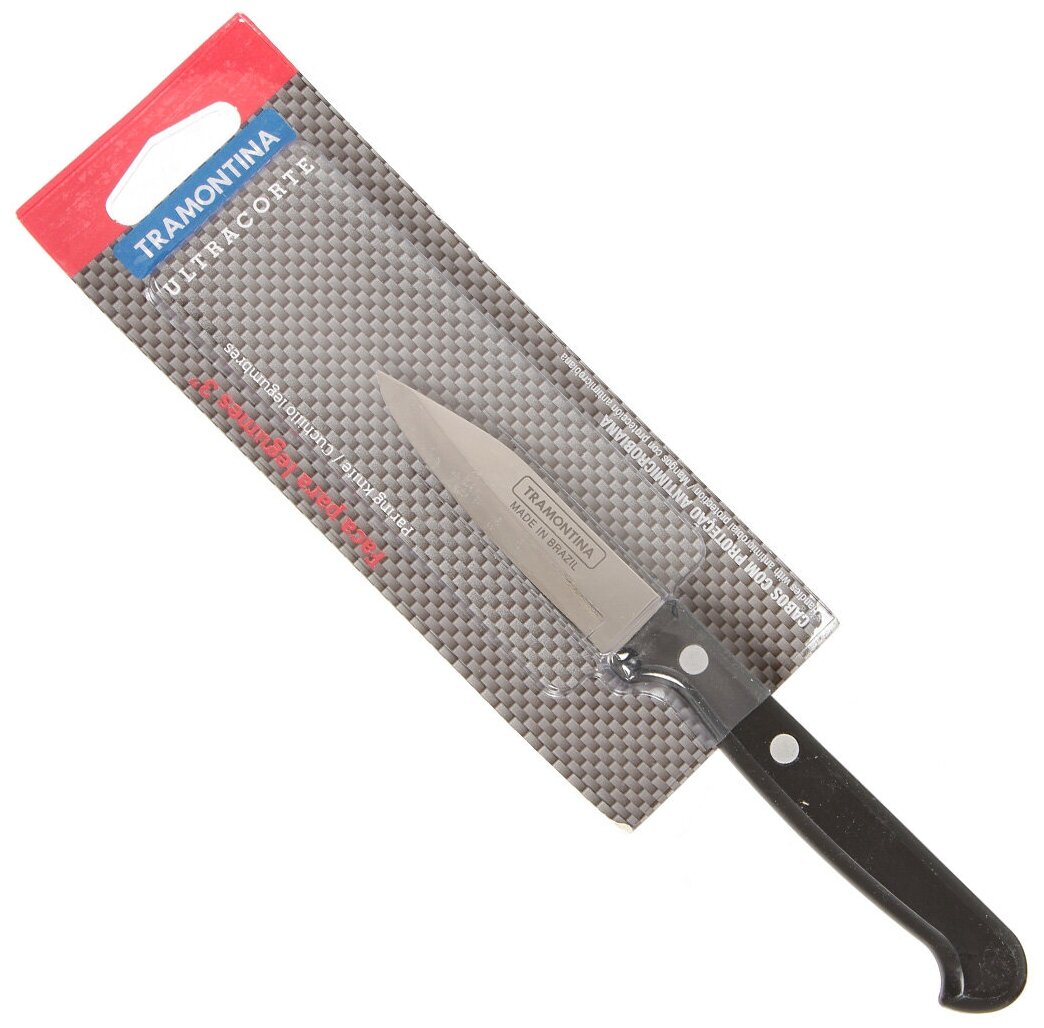 Нож кухонный Tramontina, Ultracorte, для овощей, нержавеющая сталь, 7.5 см, рукоятка пластик, 23850/103-TR