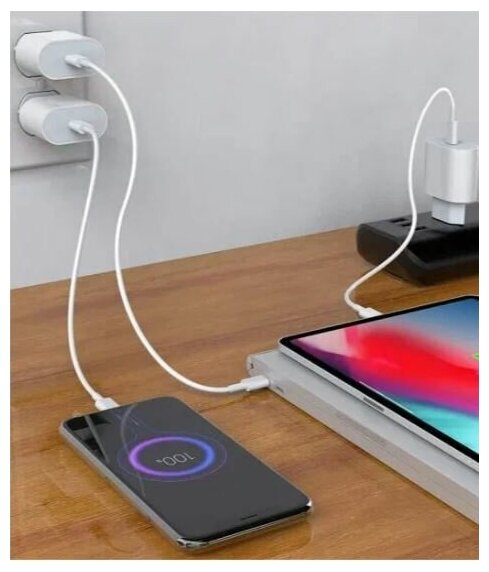 Блок быстрой зарядки для iPhone XR/11/12/12Pro и iPad 20W / зарядка для айфона / выход USB-C, СЗУ для айфона Type-C — фото 1