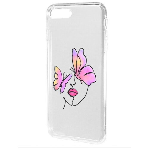 Силиконовый чехол Mcover для Apple iPhone 7 Plus с рисунком Девушка с бабочками силиконовый чехол mcover для apple iphone 7 plus с рисунком девушка