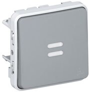 Plexo Переключатель 1 кл с подсветкой серый IP55 Legrand 69513