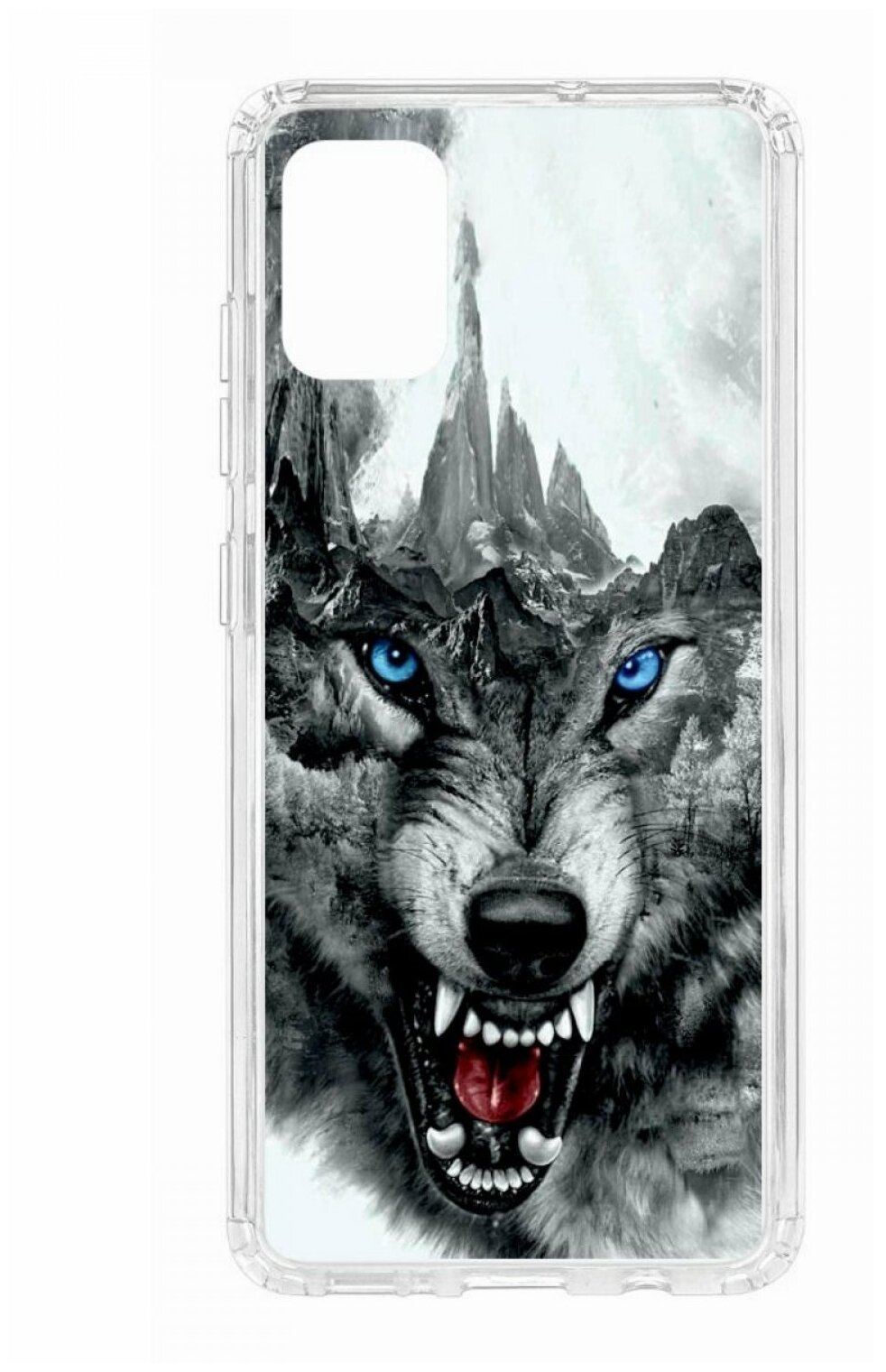 Чехол для Samsung Galaxy A51 Kruche Print Волк, противоударная пластиковая накладка с рисунком, силиконовый бампер с защитой камеры, кейс с принтом