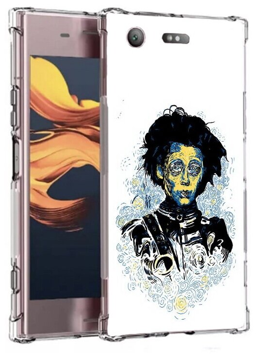 Чехол задняя-панель-накладка-бампер MyPads парень черно-белый абстракция для Sony Xperia XZ1 Compact G8441 противоударный