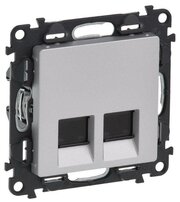 Механизм розетки комп. 2-м Valena Life RJ45 CAT.5E UTP с лицевой панелью алюм. Leg, LEGRAND 753641 (1 шт.)