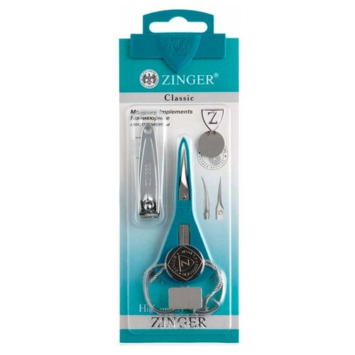 zinger набор пилок для ногтей sis 01 2 шт черный Набор маникюрный ZINGER SIS-41 ножницы+книпсер
