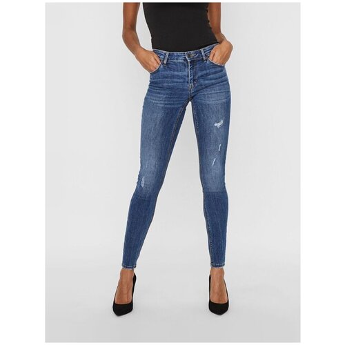 фото Vero moda, брюки женские, цвет: темно-синий, размер: m/32