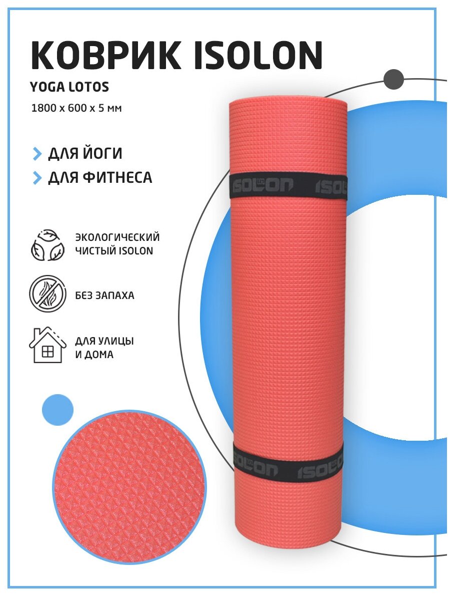 Коврик для фитнеса и йоги Isolon Yoga Lotos 1800х600х5 мм