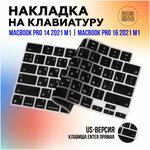 Защитная накладка на клавиатуру Apple MacBook Pro 14 2021 (A2442), Pro 16 2021 (A2485), RUS/ENG раскладка (QWERTY), американская версия ENTER - прямой - изображение