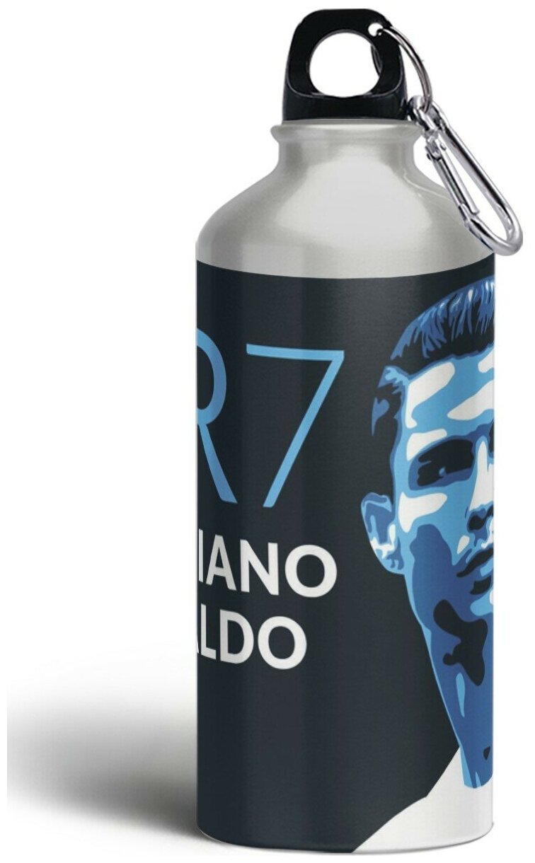 Бутылка спортивная, туристическая фляга, 500мл с карабином Спорт футбол Роналдо - 299