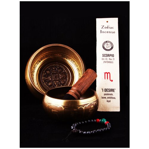 Samadhi Тибетская поющая чаша Литая 13 см Carving- SBCR13