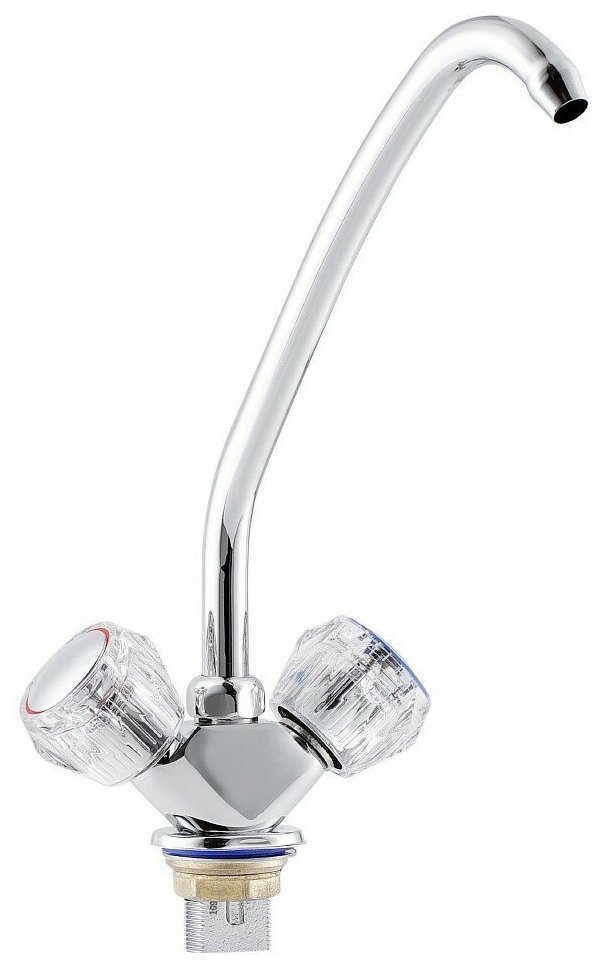 Смеситель для кухни на гайке керамика ПСМ-117-К/65стекло