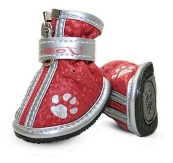 Ботинки (Triol) мягкие для собак 0 красные с лапками 40*30*40мм