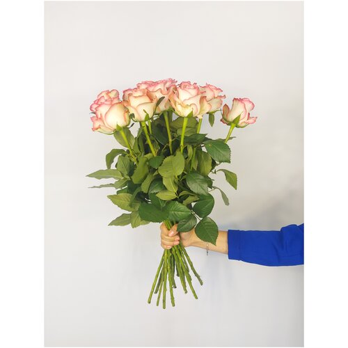 Букет роза розово-белая 60СМ 17 шт