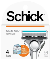 SCHICK / Wilkinson sword QUATTRO Titanium & Diamond, Сменные кассеты 4 шт (Новый дизайн)