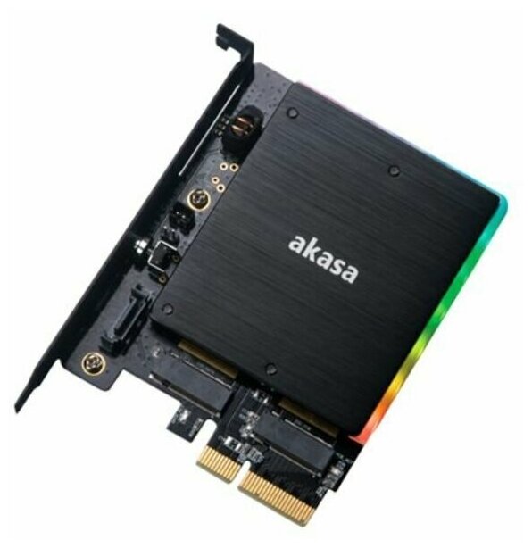 Адаптер ARGB с радиатором AKASA для M2 SATA/PCI-e SSD в PCI-e AK-PCCM2P-03