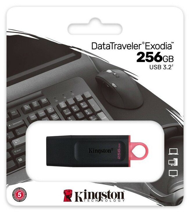 Накопитель USB 3.2 256Гб Kingston DataTraveler Exodia (DTX/256GB), черный