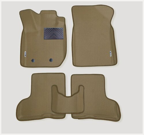 Изображение товара Автомобильные коврики EVA / ЕВА для Lada X-RAY 2015-н. в. / Лада Икс Рей / бежевый(сота)-коричневый + резин подпятник + 2 лого/ 3D 3д с бортами /